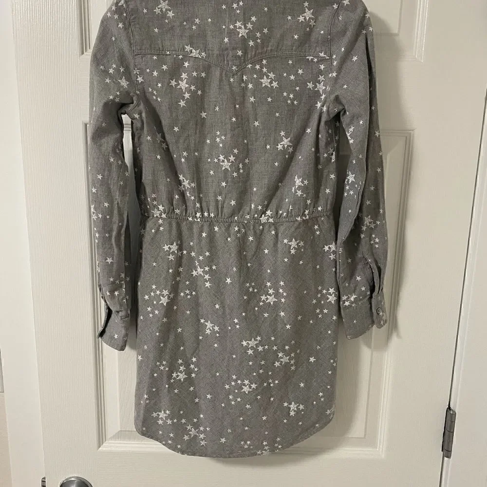 Levi’s Girls Shirt Dress Long Sleeve Gray Printed Stars Size M Youth (10-12) EUC